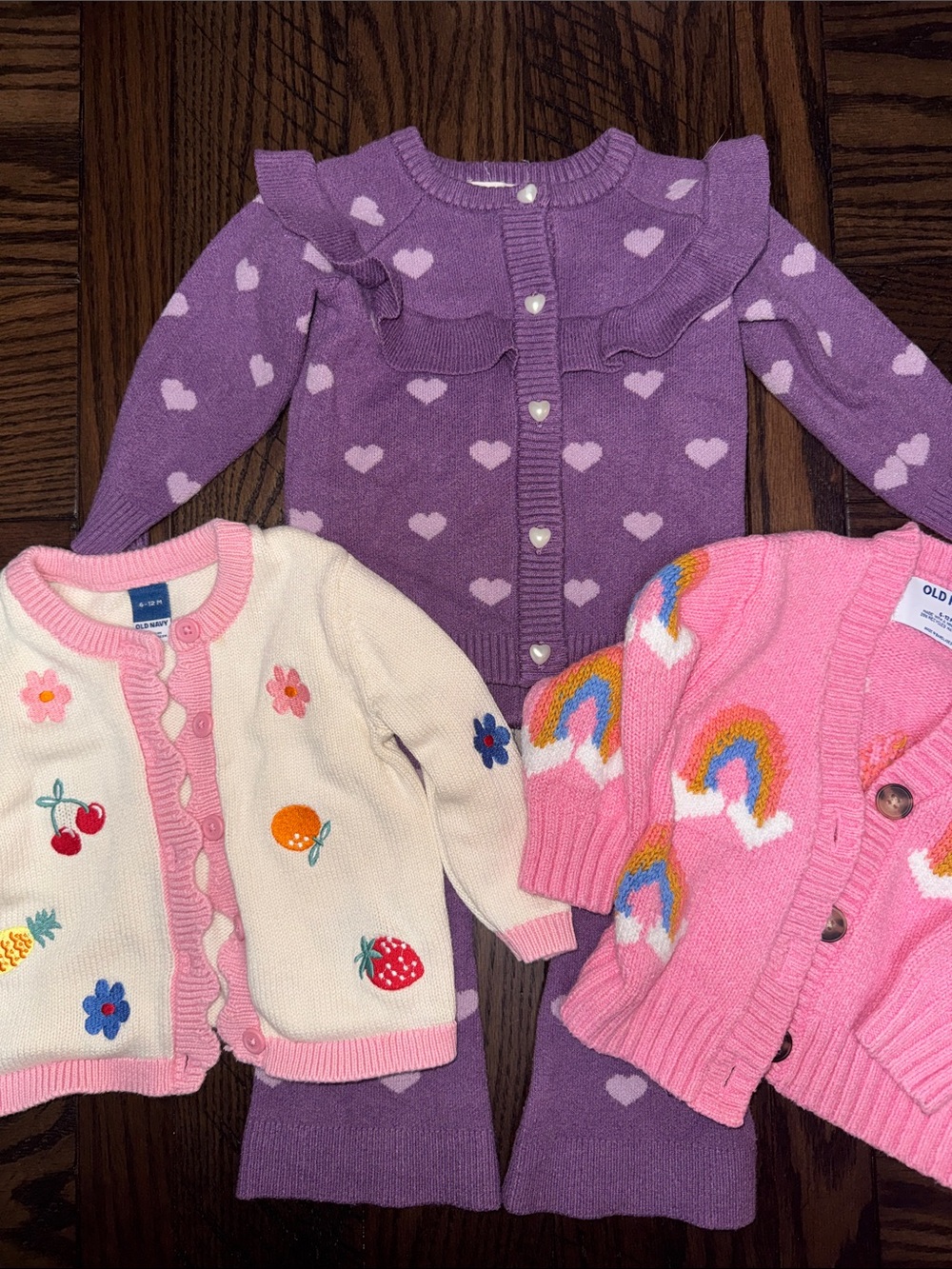 🍒🍊🌈 Set of Three 12M Items. One Matching Set, Two Cardigans🌈🍊🍒